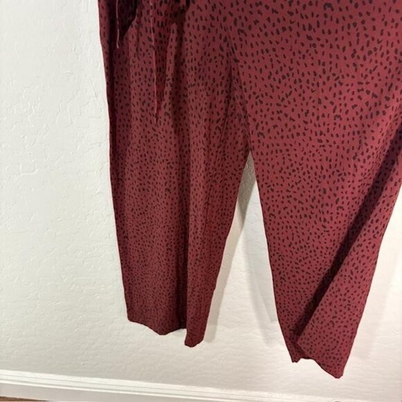 Rails Jumpsuit Womens XS Rust Spotted Jet Short Sleeve Tie Waist V Neck Wide Leg - Picture 4 of 8